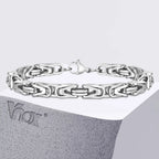 Vnox 6.4mm Byzantine Chain Bracelets for Men Boys Square Braided Link Bracelet Never Fade Stainless Steel New Masculine Style