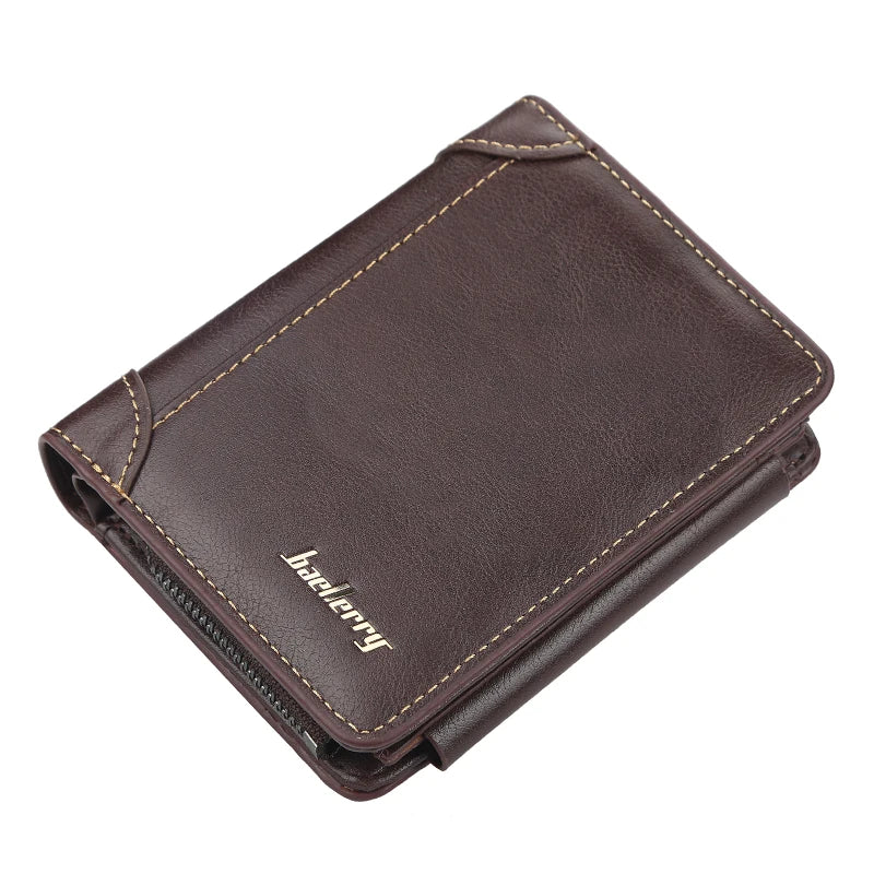 Brand Men PU Leather short Wallet With Zipper Coin Pocket Vintage Big Capacity Male Short Money Purse Card Holder New