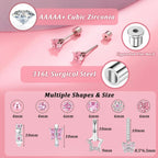 10Pairs Earrings for Women Girls Silver Stud Hoop Earrings Set Cute Surgical Steel Hypoallergenic Earrings Pink Heart Butterfly Flower Pearl Screw Back Earrings for Women Sleeper Earrings