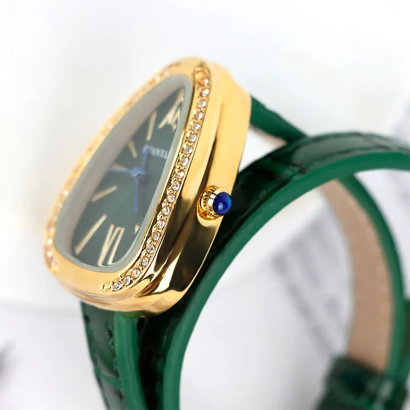 AAA Red Unique Top Brand Quartz Watches Women Fashion Snake Shape Simple Ladies Women's Watch Leather Strap Waterproof Watches