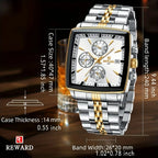 REWARD Original Men's Quartz Watches 30M Waterproof Sport Rectangle Watch for Men
