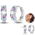 Women's 925 Sterling Silver Circle Style Simple Colorful And Shiny Zircon Earrings Fit For Attend A Wedding Exquisite Jewelry mbzr