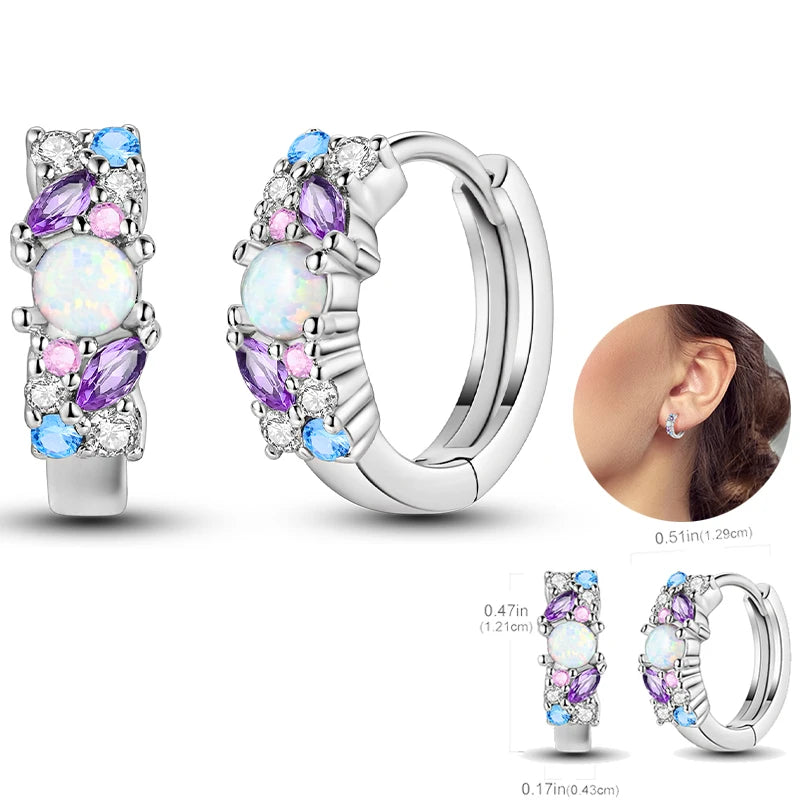 Women's 925 Sterling Silver Circle Style Simple Colorful And Shiny Zircon Earrings Fit For Attend A Wedding Exquisite Jewelry mbzr
