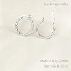 925 Sterling Silver Twisted Hoop Earrings Shiny Polished Textured Circle Earrings Hypoallergenic Premium Women Fashion Jewelry