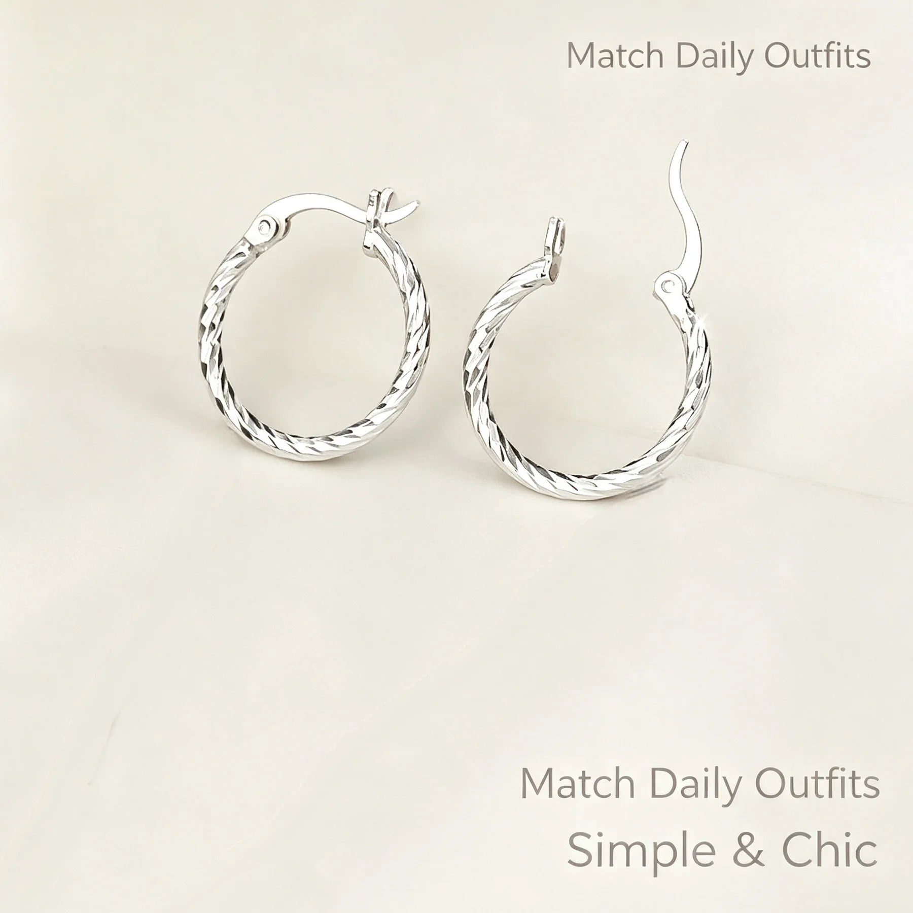 925 Sterling Silver Twisted Hoop Earrings Shiny Polished Textured Circle Earrings Hypoallergenic Premium Women Fashion Jewelry
