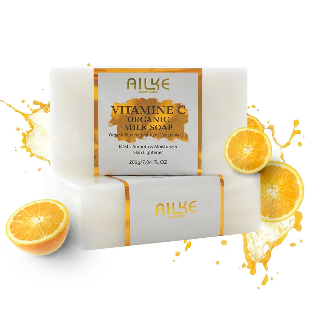 Ailke organic milk soaps containing vitamin C, whitening, wrinkle reducing, anti-aging, smoothing, and softening the skin,200g mbzr
