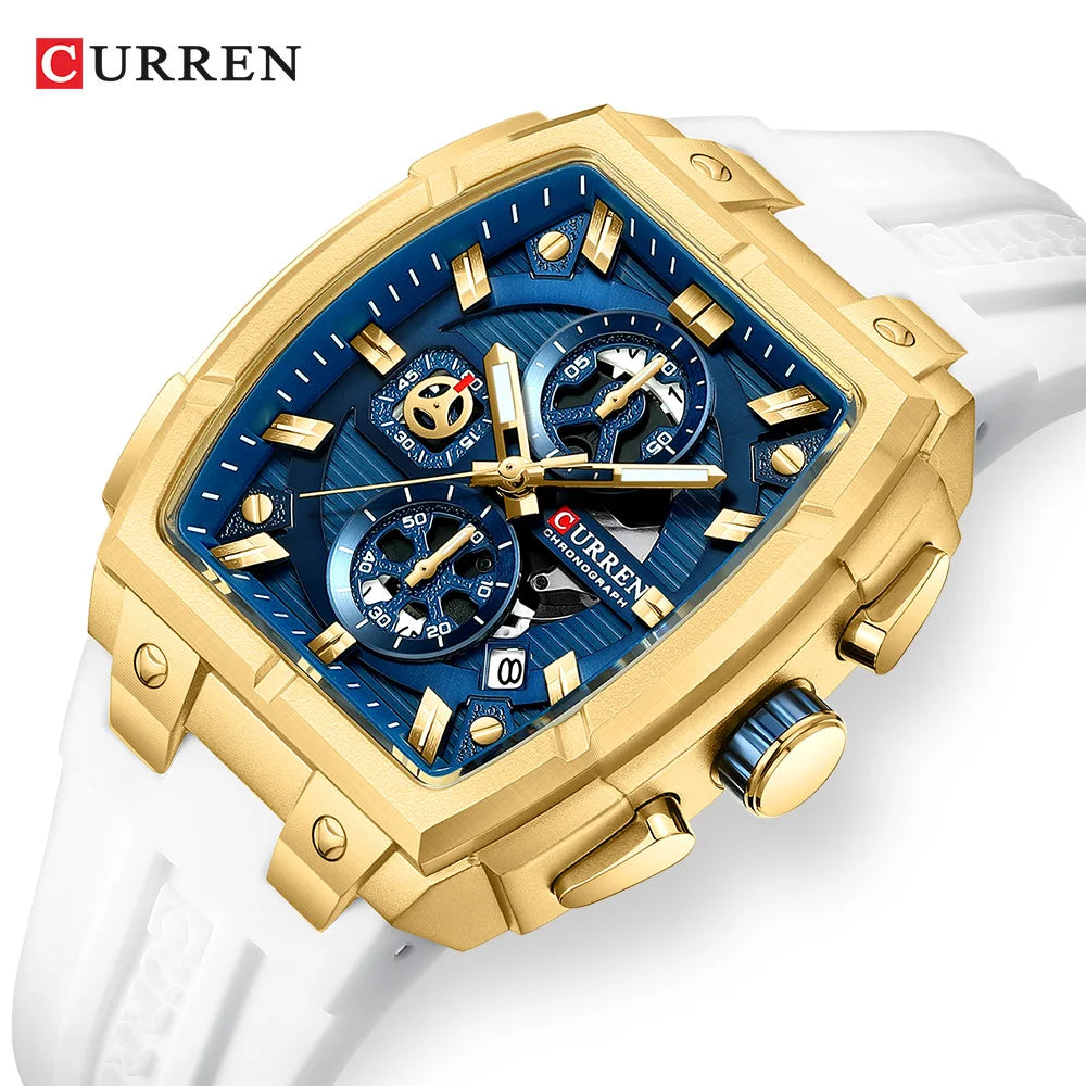 Fashion Men's Wrist Watch,Luxury Chronograph Waterproof Date Dress Watch for Men with Silicone Rubber Strap mbzr