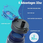 Water Bottle 32oz, Durable and Leakproof Water Bottles Motivational with Time Marker, Tritan, BPA Free, Wide Mouth with Easy Cl mbzr