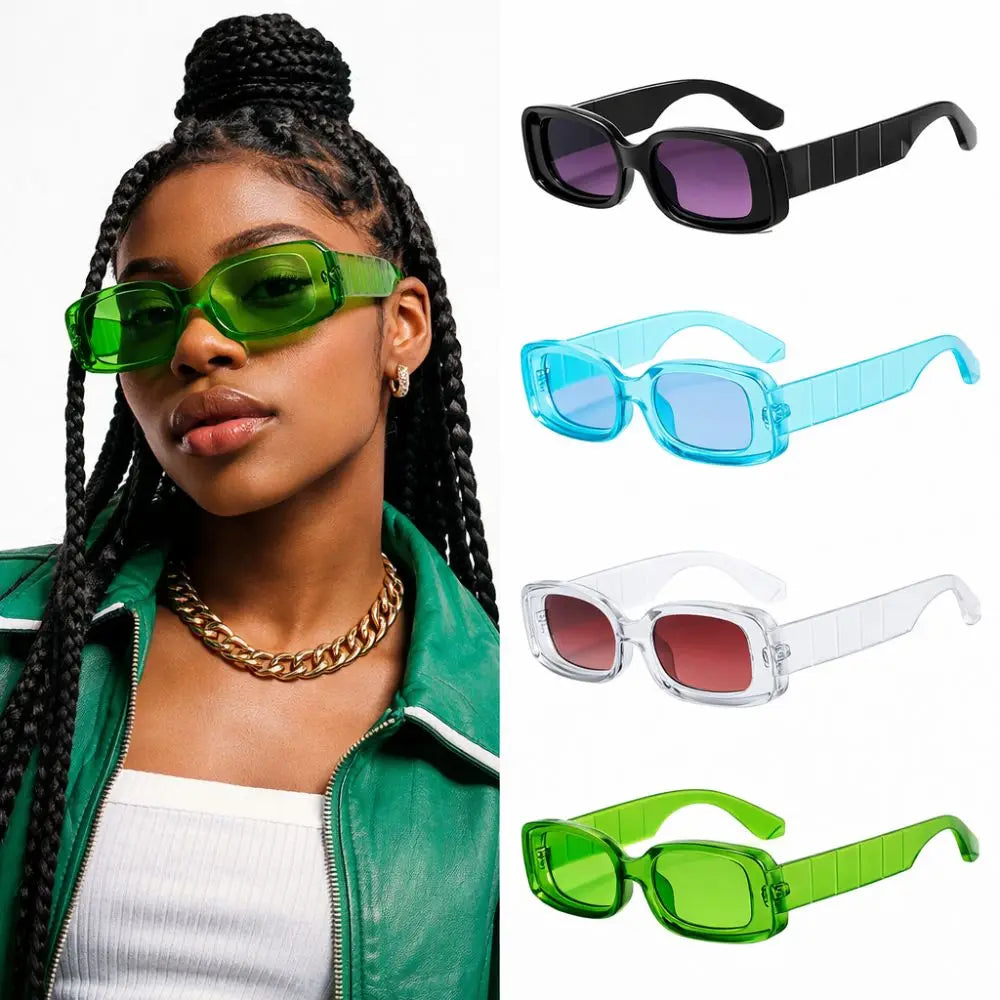Trendy Hip Hop Small Square Sunglasses Candy Color Vintage Cool UV400 Protection Sun Glasses Fashion Traveling Eyeglasses Unisex For Women Men Outdoor Fishing