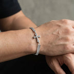 Cross Bracelets Stainless Steel Multi Layer Chain Wristband Casual Jewelry for Men