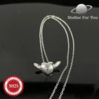 925 Pure Silver Small Wings Heart Pendant, Current Trend, Suitable for Both Men and Women, Daily Wear, Fashion Accessories, Perfect for Holidays and Gifts.
