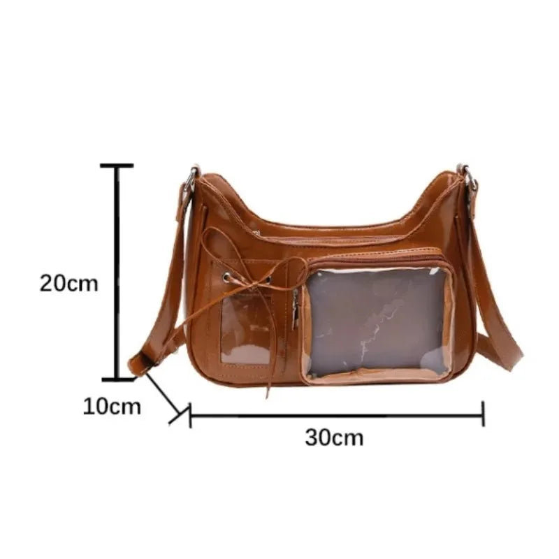 Transparent Japanese Ita Bag for Women Students, Convertible Shoulder Crossbody Handbag