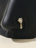 Rose Gold Tone Heart Crystal Nose Cuff For Women, Non-Piercing Rhinestone Jewelry Accessory For Valentine’s Day
