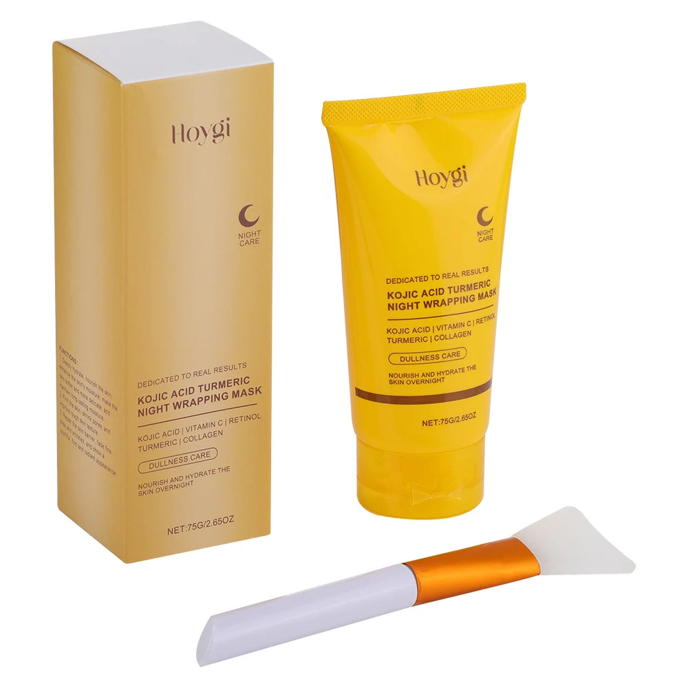 75g Kojic Acid Turmeric Overnight Wrapping Peel Off Mask Nourishes Hydrolyzed Collagen Glowing Skin Firmnes Skin Care mbzr