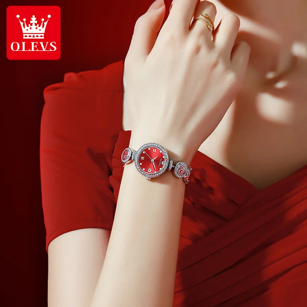 OLEVS 5630 Women Watch Luxury Brand Diamond Watch Date Waterproof Clock Quartz Watch Exclusive Blessing Bracelet Women Watch mbzr
