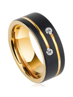 1pc Luxurious Men's 8mm Black Stainless Steel Ring Filled With Man-made Crystal Wedding/engagement/party Jewelry Gift