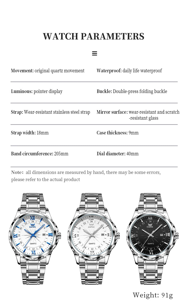 OPK Brand Steel Belt Dual Calendar Men's Quartz Watch 6003 mbzr