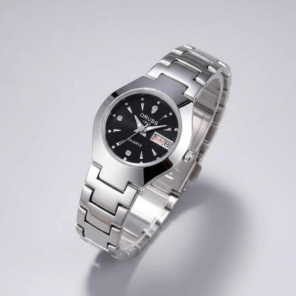 ORUSS Couple Watch Waterproof Casual Fashion Women Men Quartz Watches Ladies Stainless Date Week Men Clock Lover's Date Gift mbzr