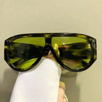 Oversized Flat Top Tortoiseshell Sunglasses With Metal Hinges Unisex Fashion Accessory mbzr