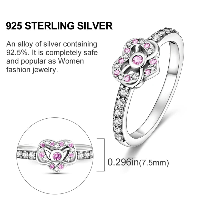 Original 925 Sterling Silver Ring Colorful Diamonds Cubic Zircon Finger Ring for Women