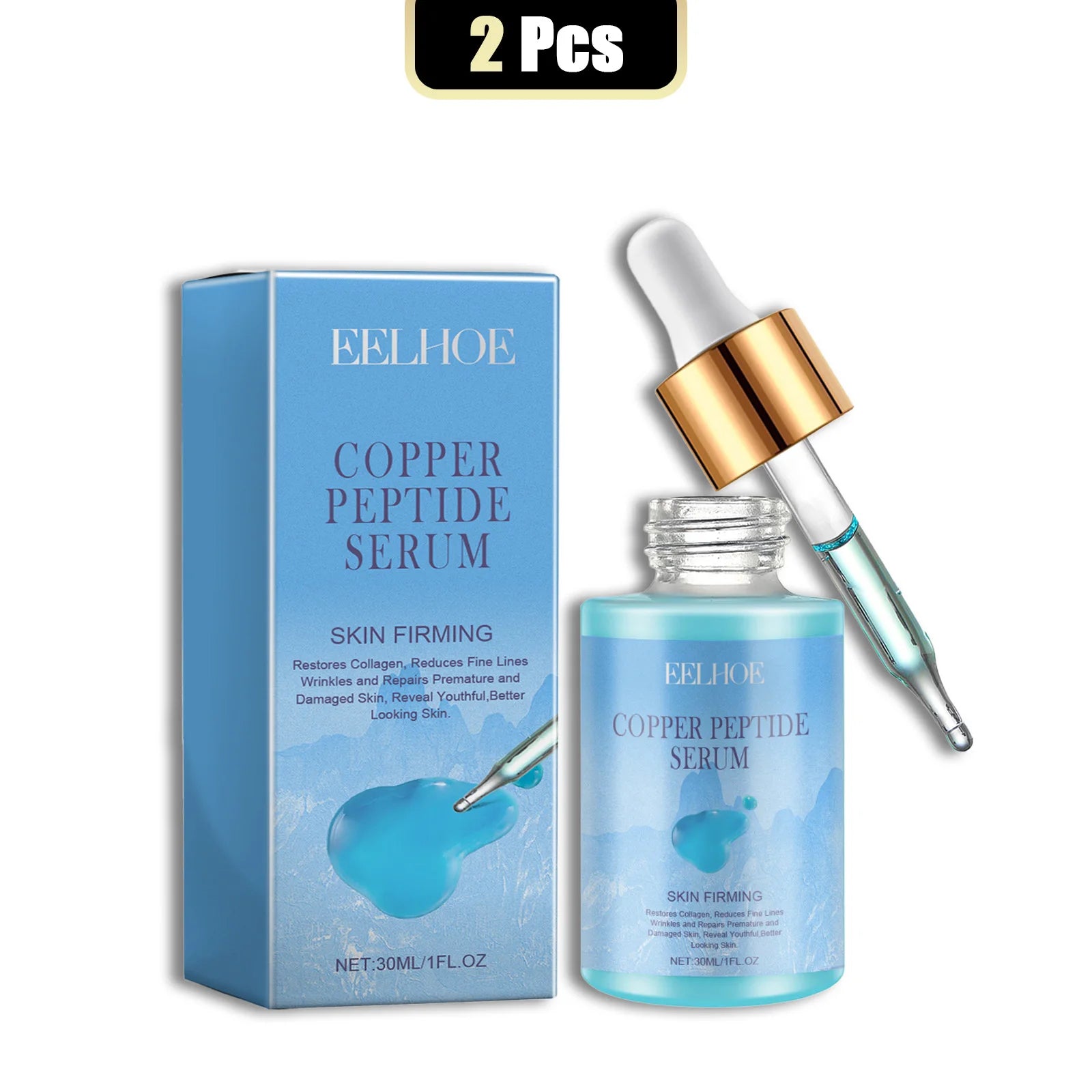 EELHOE 30ml Copper Peptide Facial Serum Moisturizing Firming Face Skin Increase Elasticity Anti Wrinkle Lines Daily Facial Care mbzr