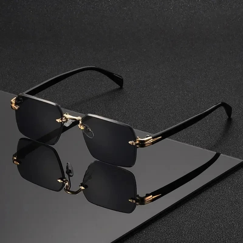 Rimless Rectangle Sunglasses for Women and Men – Fashion Small Square Frameless Shades, Summer Travel UV400 Protection Eyewear, Classic Unisex Oculos mbzr