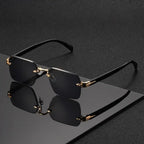 Rimless Rectangle Sunglasses for Women and Men – Fashion Small Square Frameless Shades, Summer Travel UV400 Protection Eyewear, Classic Unisex Oculos mbzr