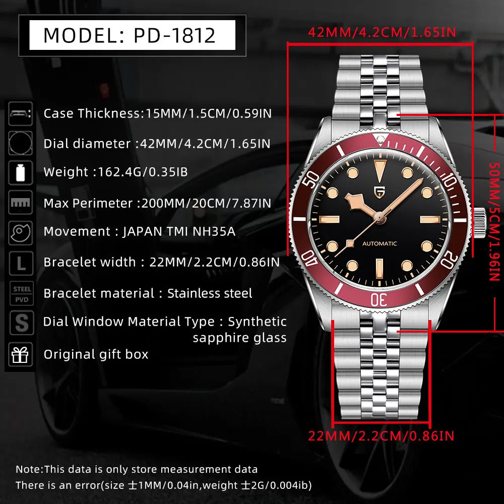 2026 New Men's Watches PAGANI DESIGN Top Luxury NH35 Mechanical Automatic Watch For Men AR Sapphire Mirror Luminous Men Gift local shipping