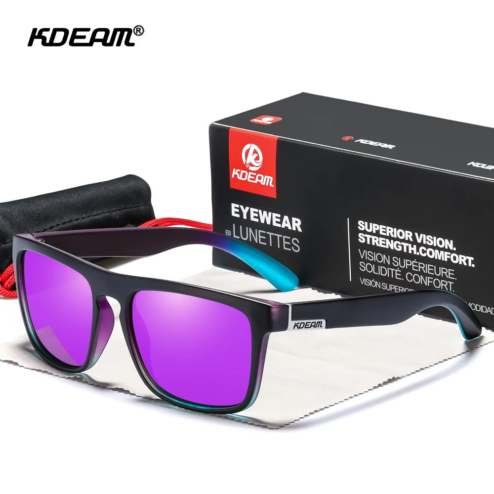 KDEAM Legend Square Sunglasses Polarized Lens Unisex for Outdoors with Brand Box