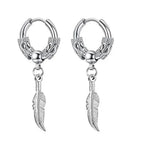 2pc korean Fashion Cross Feather Stud Earrings Punk Rock Style For Women Men High Quality Stainless Steel Hiphop Ear Jewelry