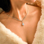JAKAWIN Silver Rhinestone Jewelry Set Wedding Necklace Earrings for Women