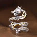 Sterling Silver Dragon Wrap Open Ring for Men & Women