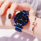 Womens Fashion Starry Sky Watches Magnet Buckle Mesh Belt Diamond Quartz Watch Women Dress Clock mbzr