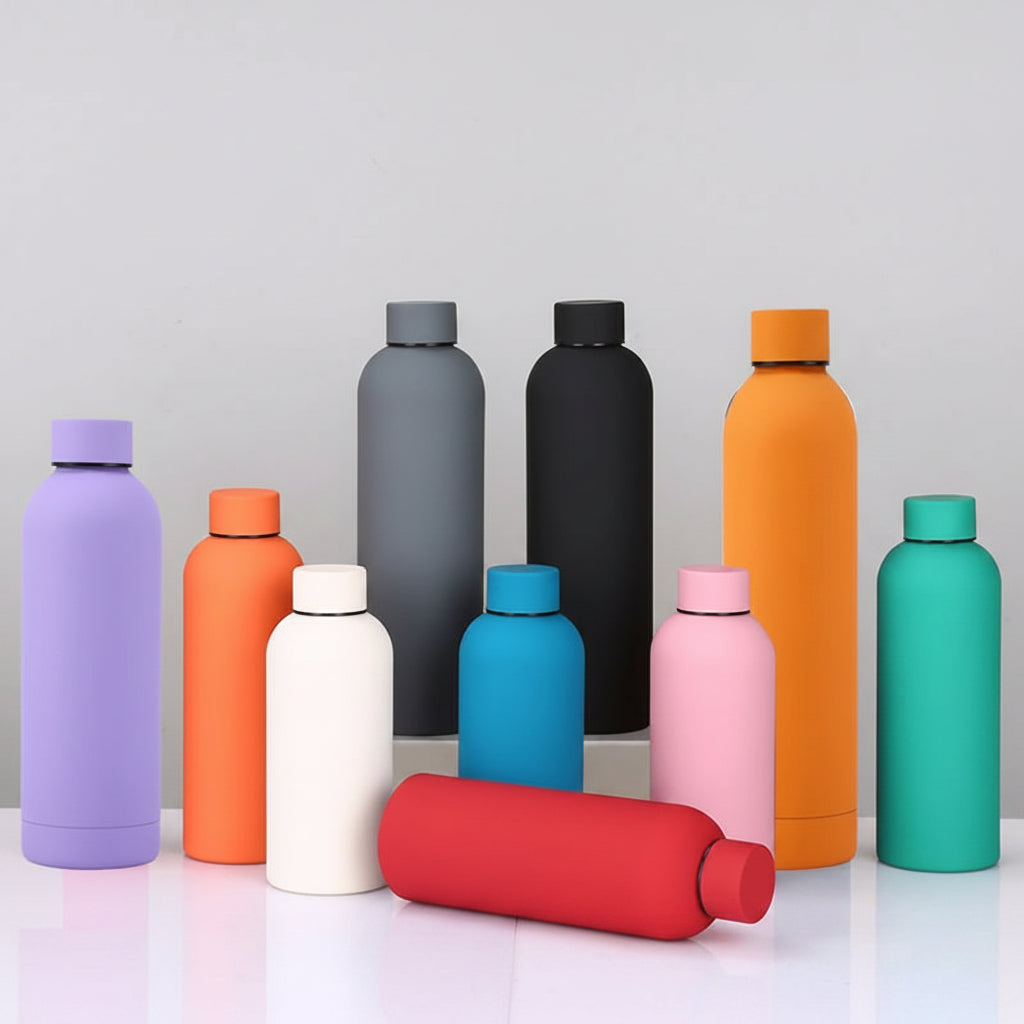 500/750ML Small Mouth Thermos Cup, Outdoor Stainless Steel Bottle, Rubber Paint Sports Kettle, Thickened Double Water Cup mbzr