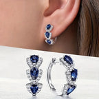 1 Set Glimmering Blue Crystal Round Earrings - Elegant Simple, Unique Design, Banquet Party Style - Ladies' Present Jewelry
