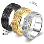 Anti Stress Stainless Steel Spinner Rings For Men Carved Demon Eye Rotatable Fidget Anxiety Joint Ring Jewelry Bague Homme