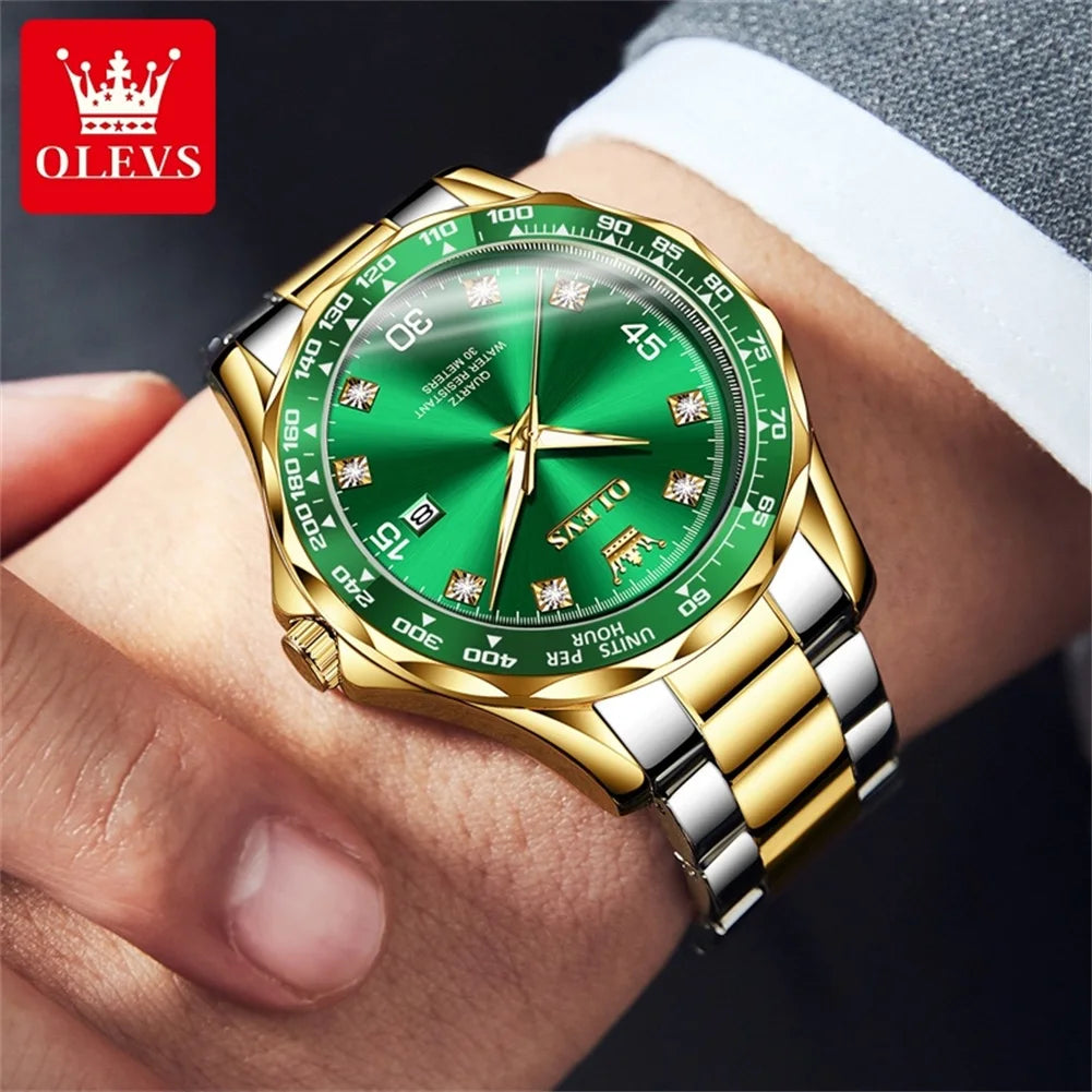 OLEVS 9988 Quartz Watch for Men Luxury Style Waterproof Stainless steel TOP Brand Classic Date Men's Watches Relógio Masculino mbzr