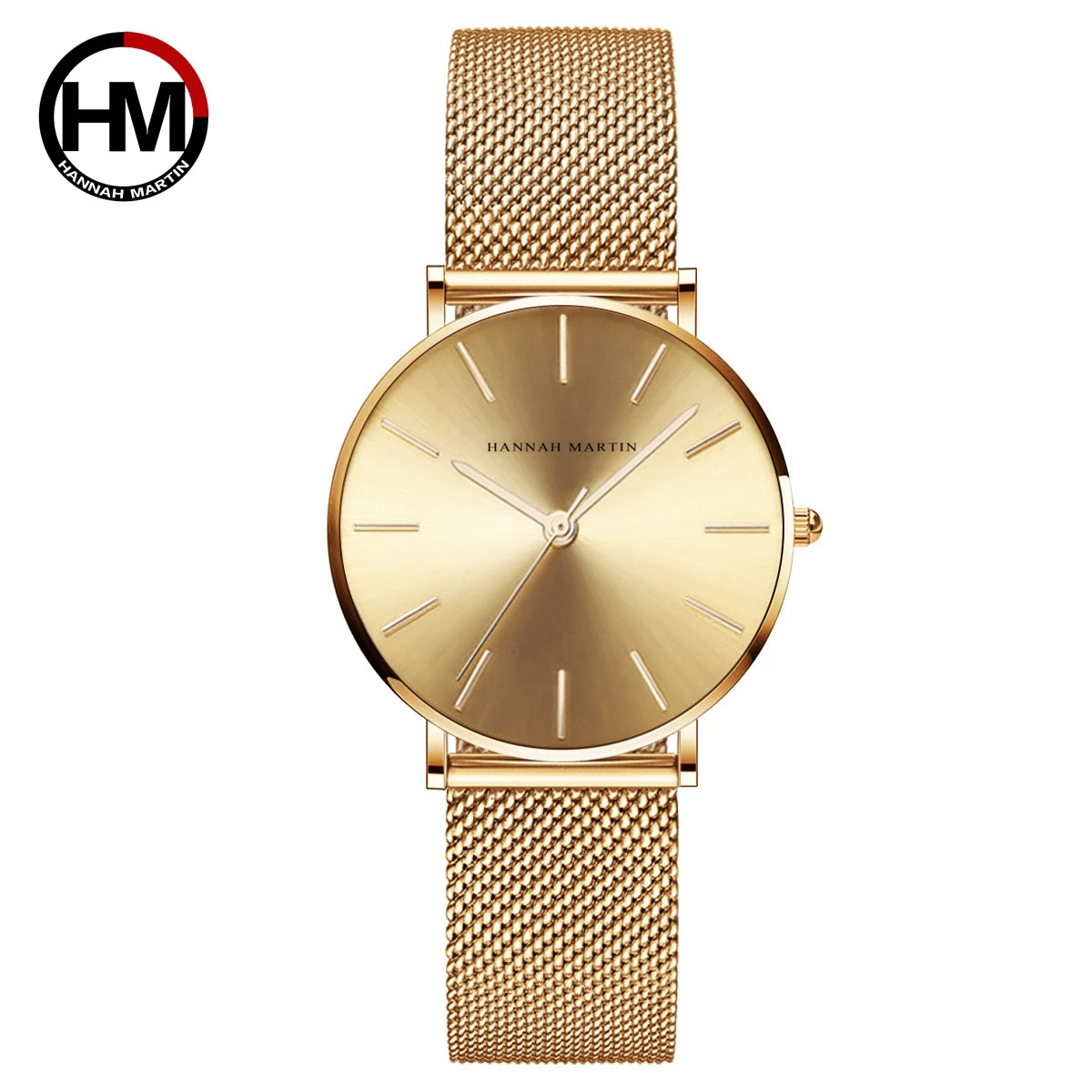HANNAH MARTIN Original Top Brand Hot Selling Quartz Watch Women Simple Elegant Steel Japan Movement 36mm Japanese Movement Clock Banquet Matching & Work Leisure Watches Ladies Clock Local Express Shipping Watch