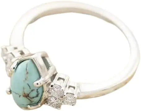3 PCS Natural Turquoise Diamond Ring Set - Western Jewelry Silver Color Rings for Women - Bohemian Joint Knuckle Finger Rings With Sparkling Natural Gemstone
