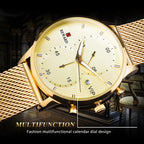 REWARD Classic Gold Wrist Watches For Top Brand Luxury Business Date Waterproof Luminous Stainless Steel Men Quartz Wristwatch