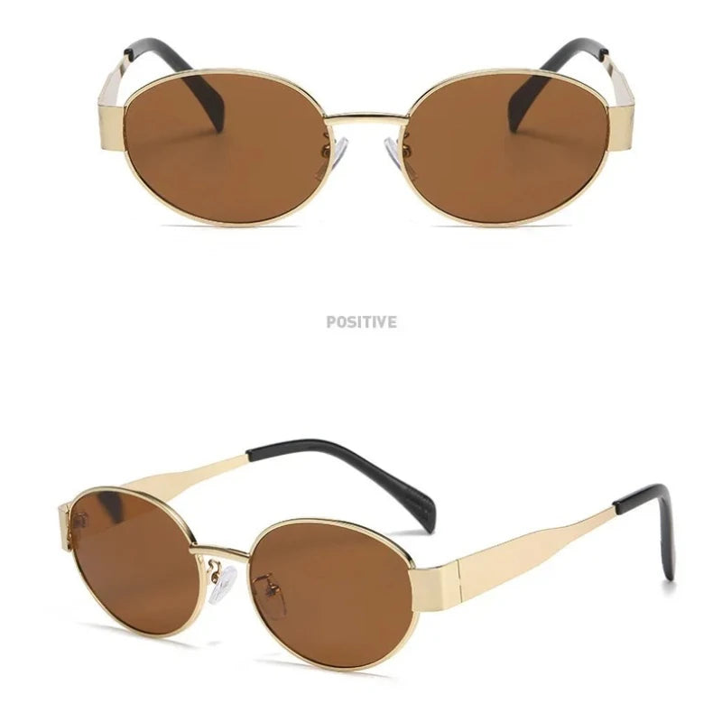 Retro Steampunk Sun Protection Sunglasses Vintage New Women's Metal Oval Sunglasses Ladies Classic UV400 Sunscreen Eyewear