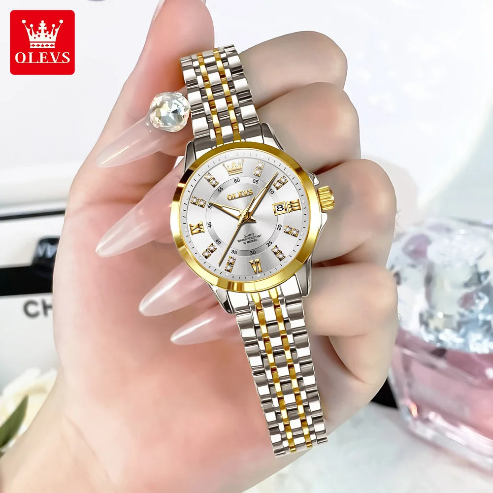 OLEVS 3620 Women Watch Luxury Brand Diamond Quartz Watch Fashion Automatic Calendar Waterproof Women Watch Bracelet Set Reloj