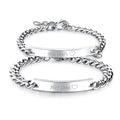 2pcs Couples Men Women Polish Stainless Steel "His Only""Her One" Bracelet Chain