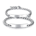 2pcs Couples Men Women Polish Stainless Steel "His Only""Her One" Bracelet Chain