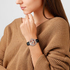 LANCARDO Crystal Diamond Leather Waterproof Watch Quartz Crystal Rotary Decompress Rhinestone Case Women's Home Business Casual