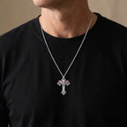 Vnox Gothic Cross Pendant Necklace, Vintage Punk Alloy Cross Chain, Religious Amulet Jewelry Gift for Men Women Hip Hop Necklac