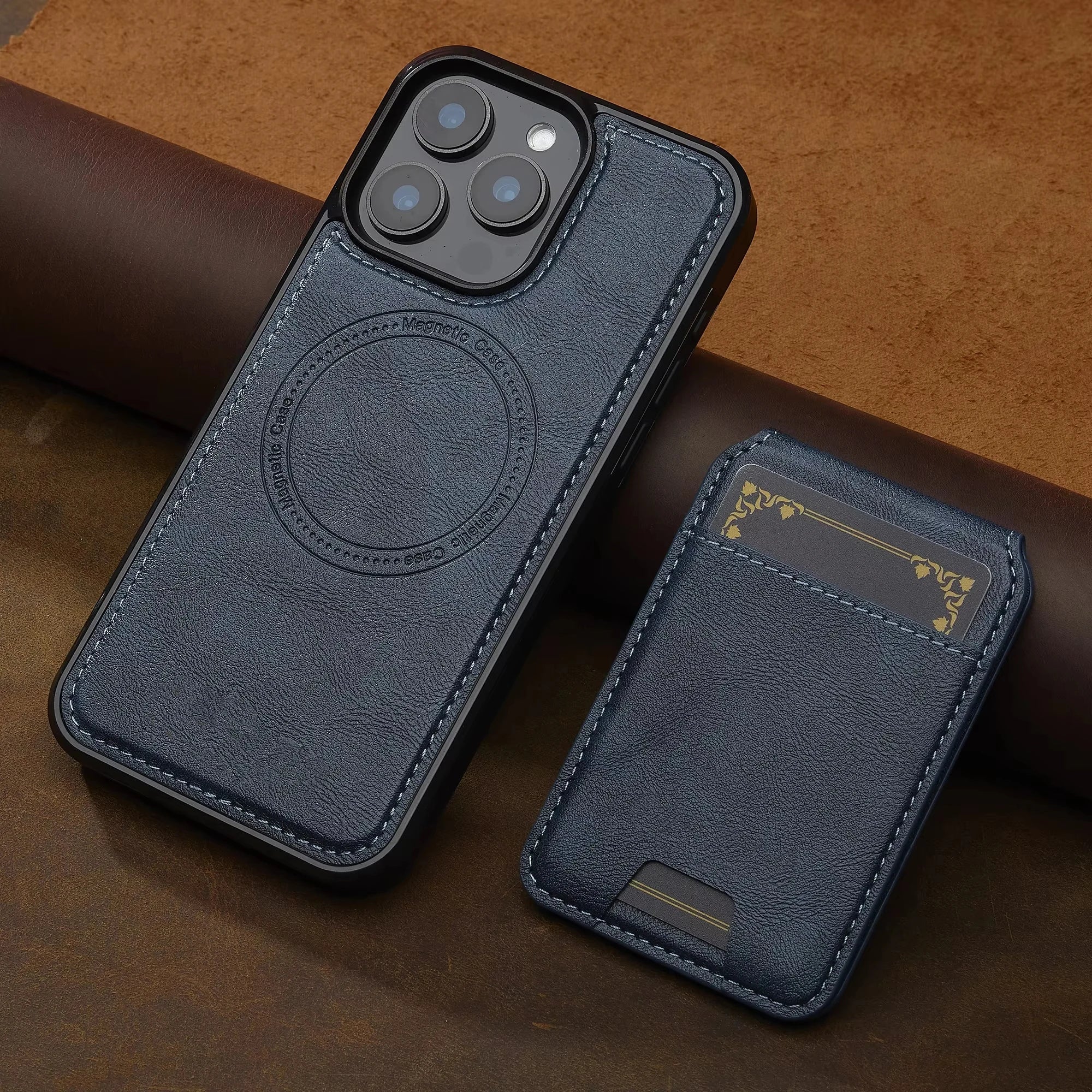 2 in 1 Detachable Leather iPhone Case with Card Pocket - Magnetic Cover for iPhone 17 pro Max 17 Air 15 14 13 12 11 pro Max