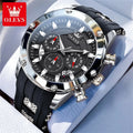 OLEVS 9991 Top Trendy Men's Watch Waterproof Silicone Strap Luxury Multifunctional Chronograph Brand Sports Quartz Men's Watch mbzr