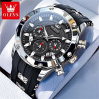 OLEVS 9991 Top Trendy Men's Watch Waterproof Silicone Strap Luxury Multifunctional Chronograph Brand Sports Quartz Men's Watch mbzr
