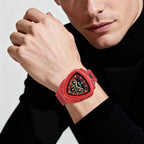 YaLaLuSi Unique Triangle Men Watch Silicone Strap Chronograph Quartz Wristwatch Fashion Sport Waterproof Male Clock Gift